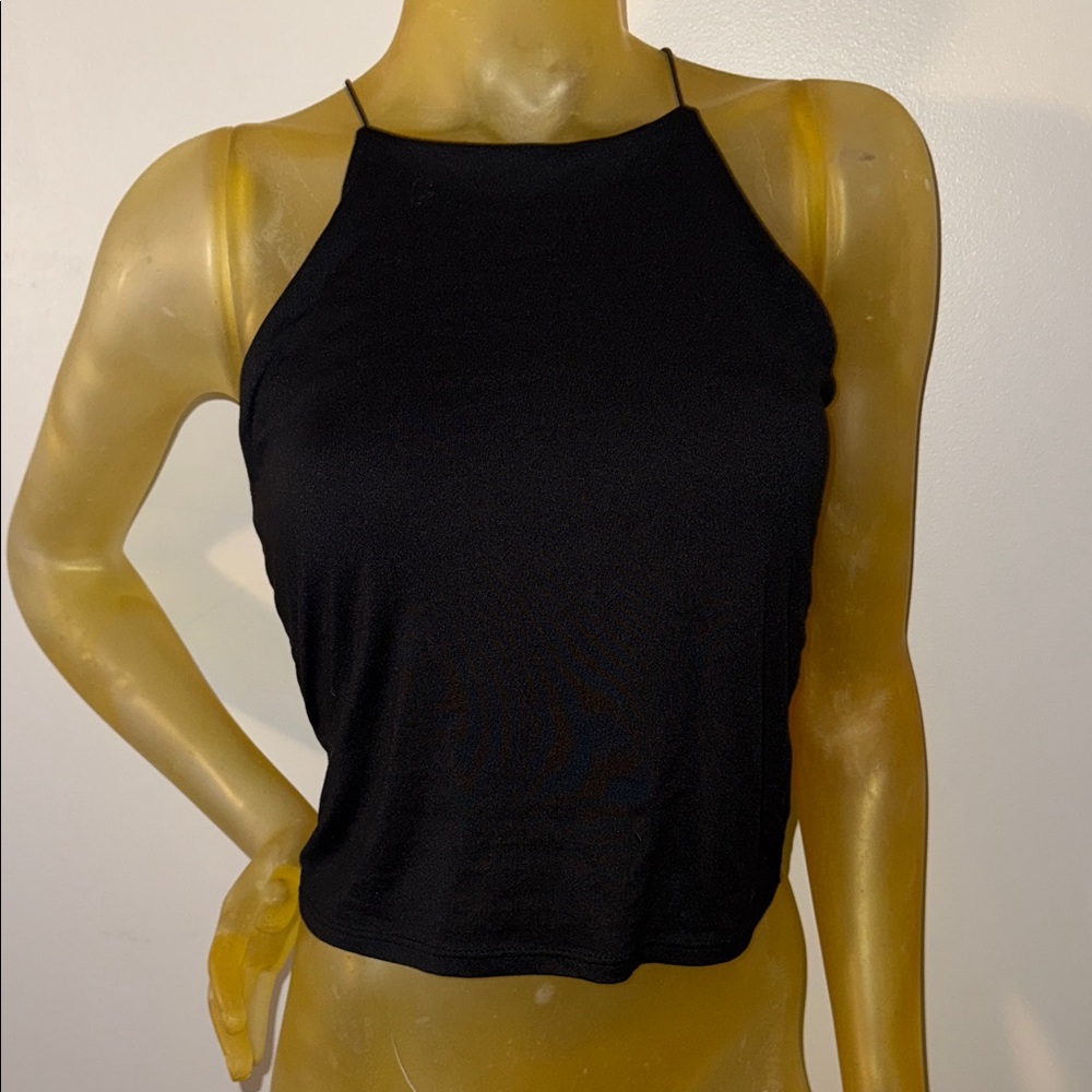 Y2K Vintage Black Halter Neck Women's Top